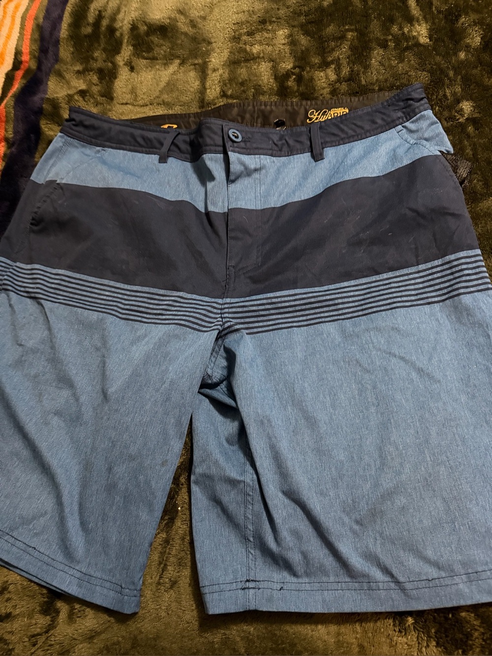 Hurley Navy and Light Blue Colorblock Swim Trunks